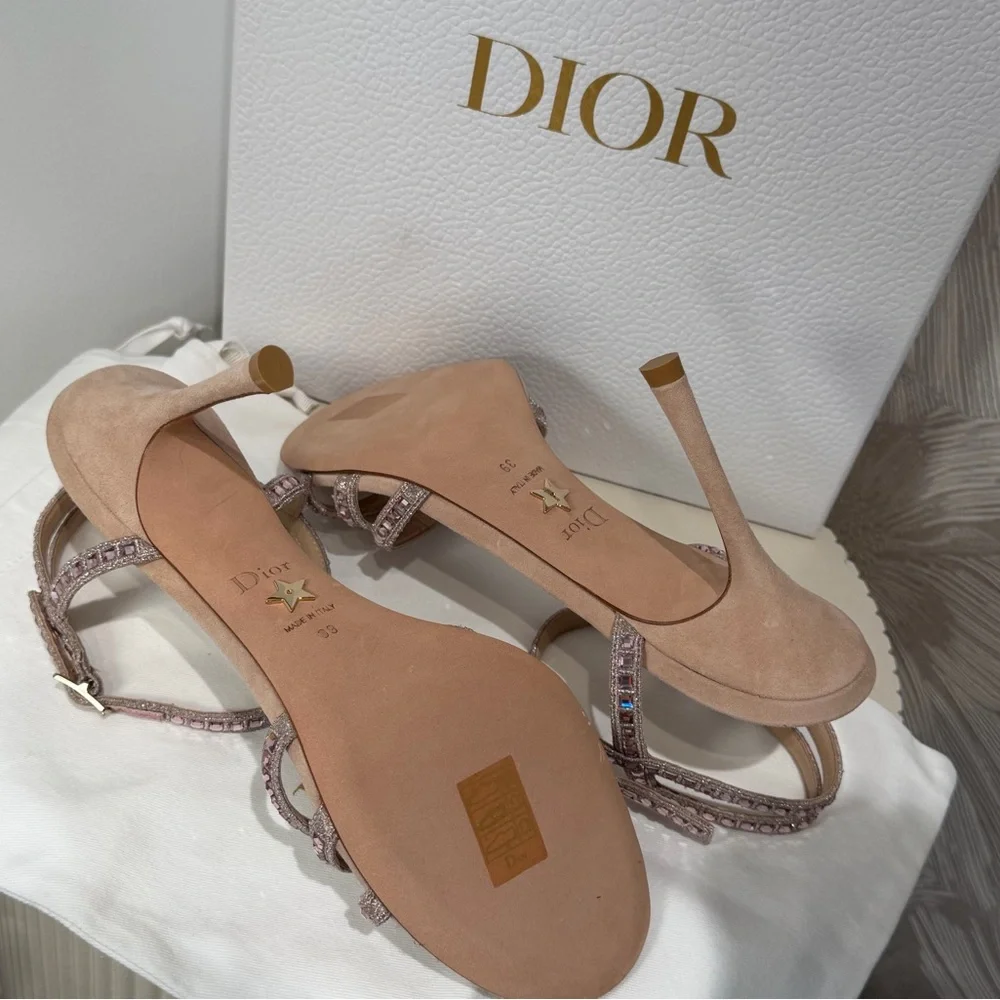 Brand New in Box DIOR Gem Heeled Sandals in Nude - Picture 6 of 9